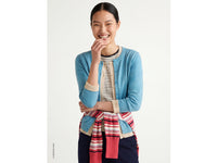 Cardigã de gola redonda azul-celeste em pura lã Merino - ucb_image_F