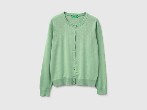 Sage green cardigan in cotton tricot - ucb_image_FS