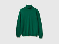 Camisola de gola alta verde floresta em pura lã Merino - ucb_image_FS