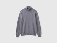 Camisola de gola alta cinzenta em pura lã Merino - ucb_image_FS