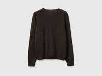 Brown V-neck sweater in tricot cotton - ucb_image_BS