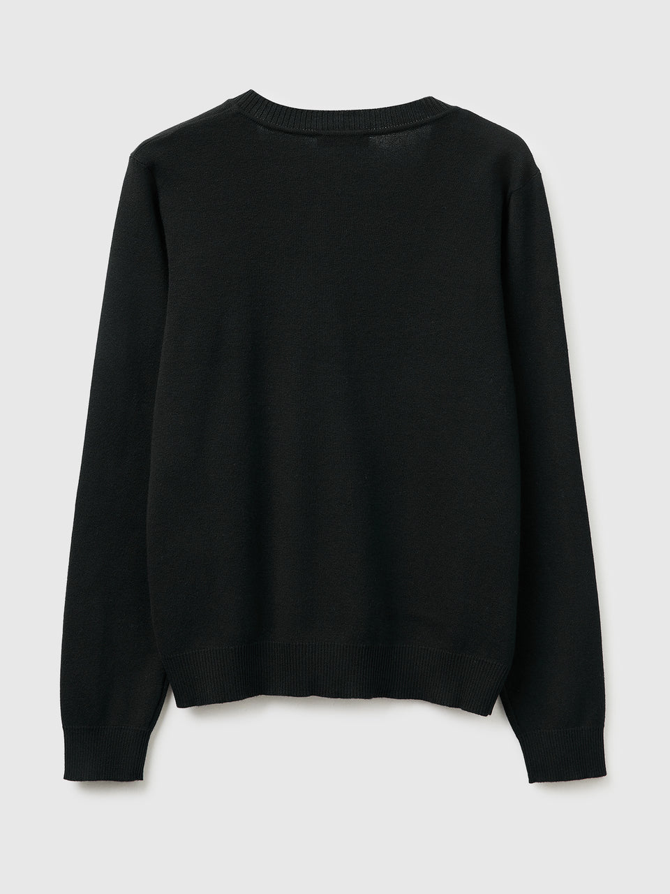 Black V-neck sweater in tricot cotton - ucb_image_BS