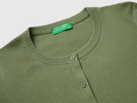 Olive green cardigan in tricot cotton - ucb_image_DS1