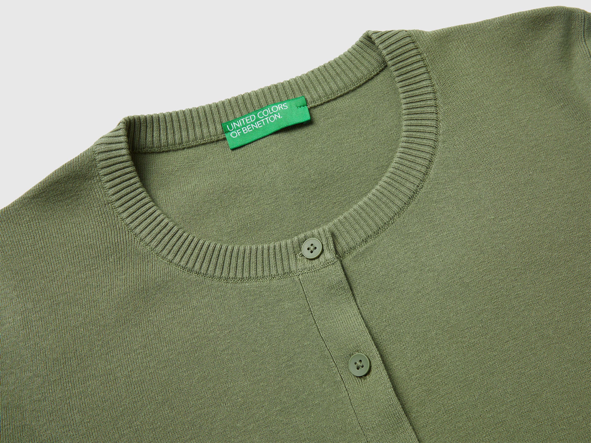 Olive green cardigan in tricot cotton - ucb_image_DS1