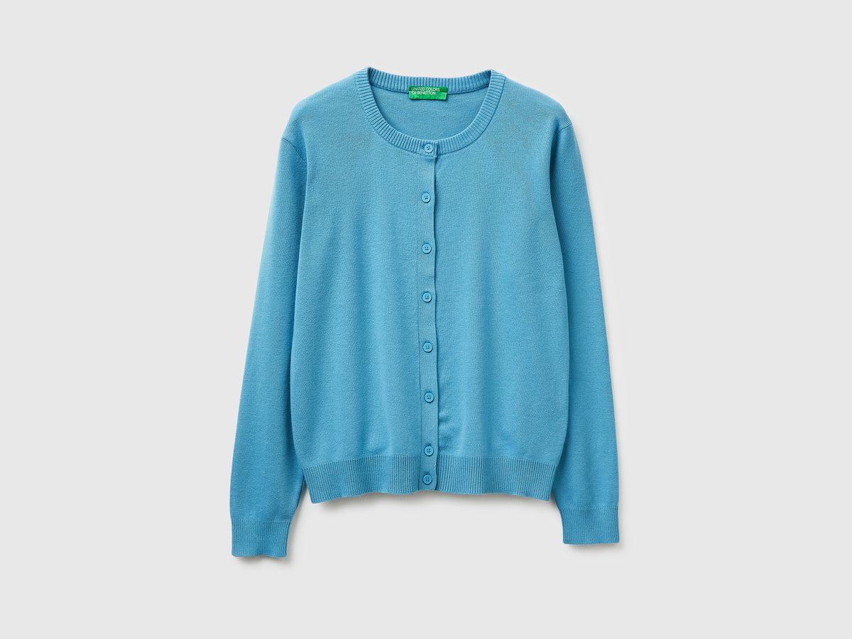 Powder blue cardigan in cotton tricot - ucb_image_FS