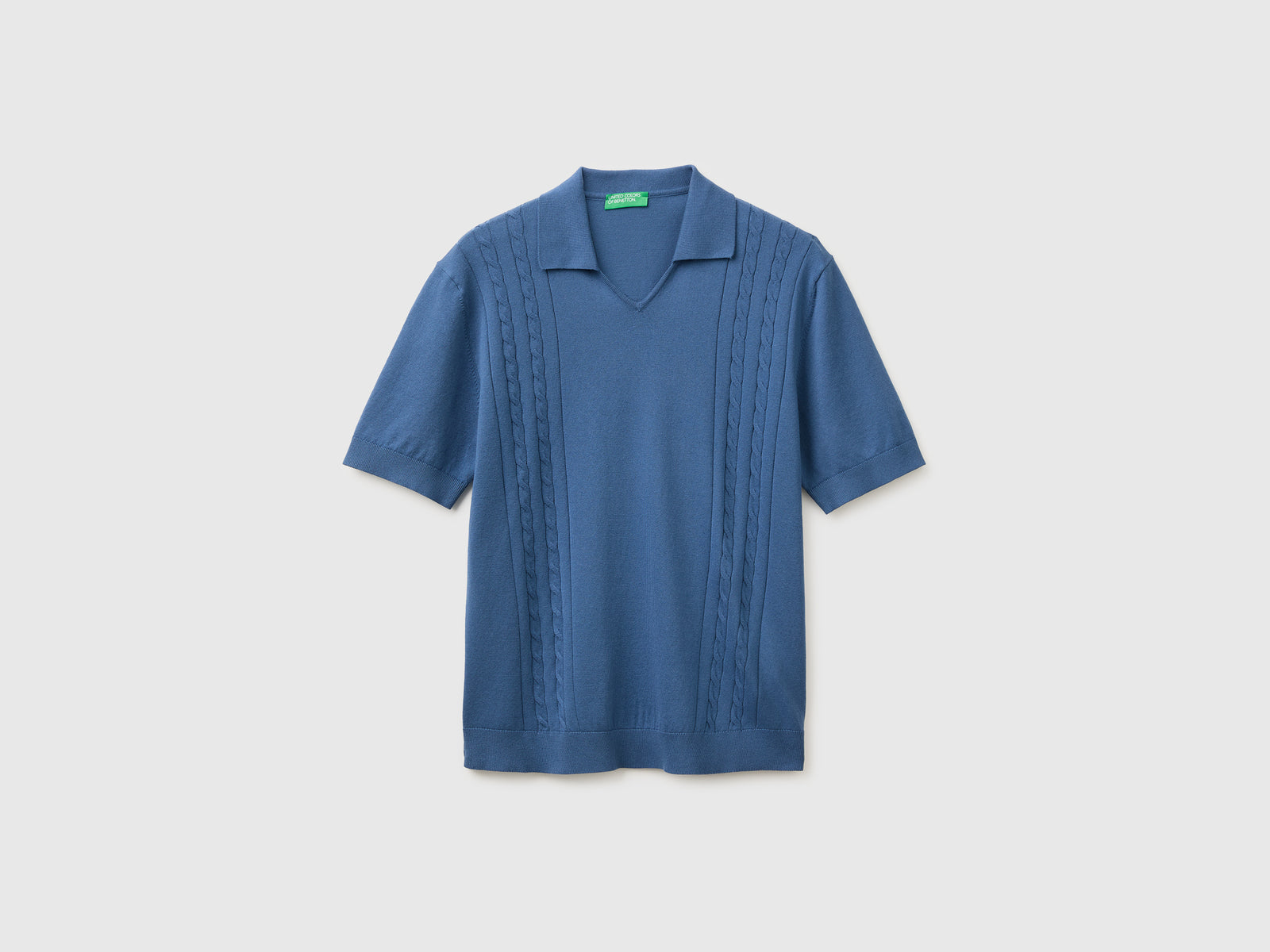 Knitted polo shirt with cables - ucb_image_FS