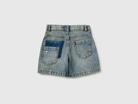 Used-effect denim Bermuda shorts - ucb_image_BS