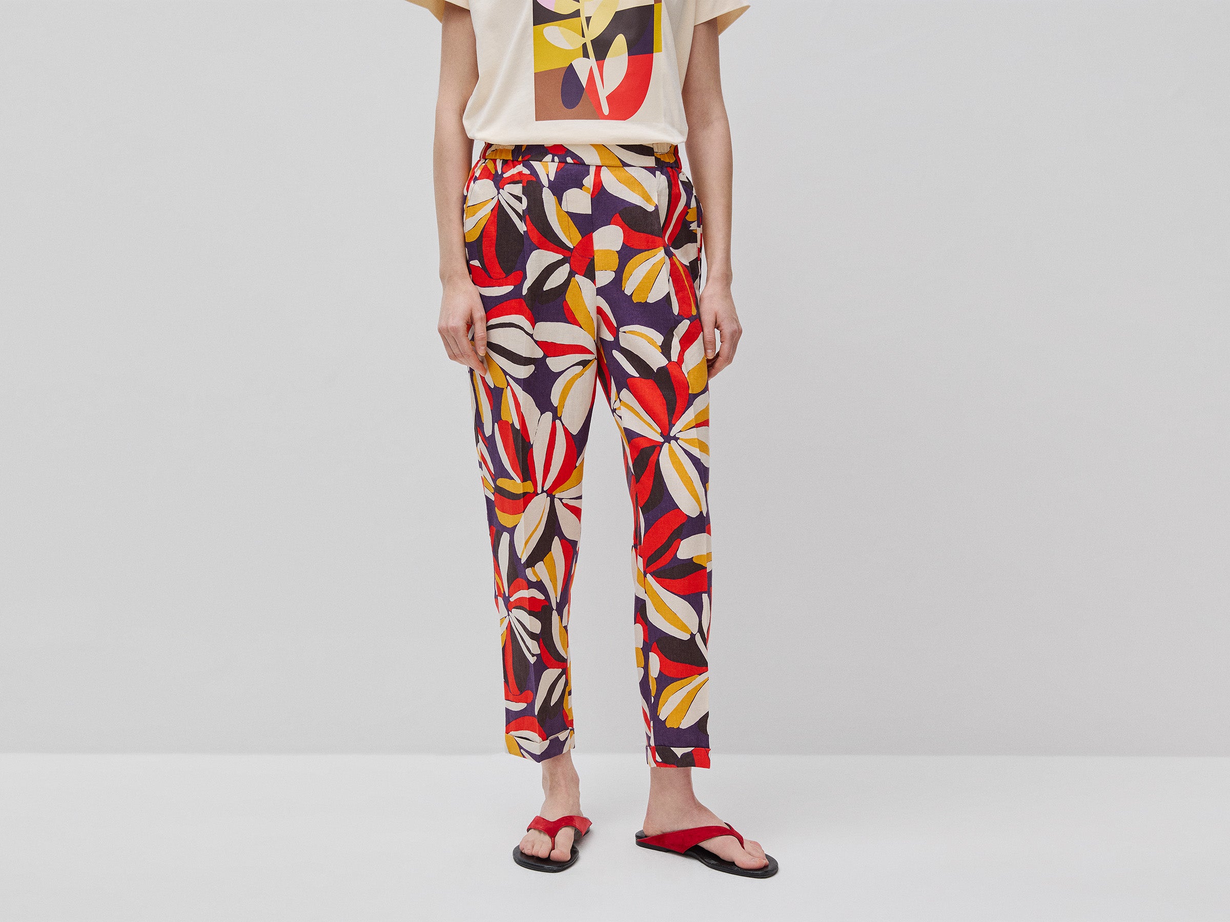 Joggers estampados em linho puro - ucb_image_F