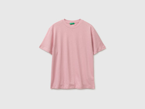 T-shirt de gola redonda em mistura de linho - ucb_image_FS