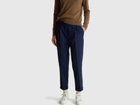 Trousers with cuff in stretch viscose blend - ucb_image_F
