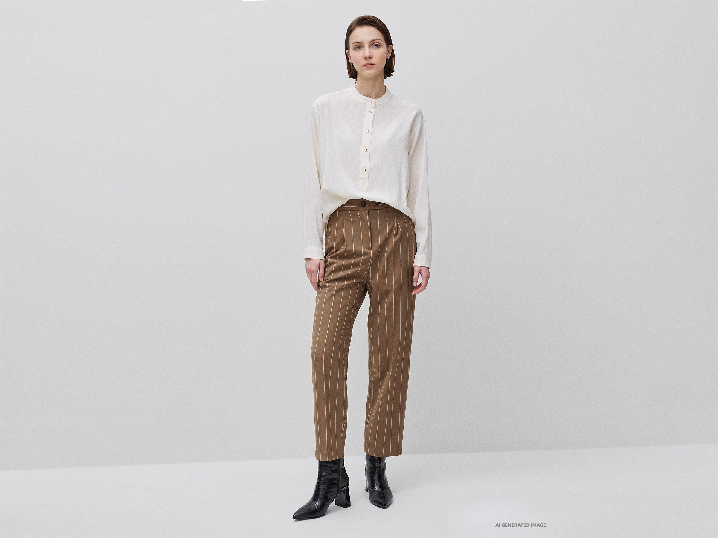 Blusa às riscas com gola coreana - ucb_image_FY