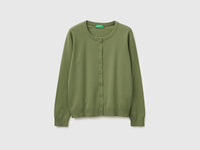 Olive green cardigan in tricot cotton - ucb_image_FS