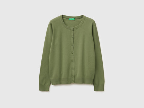 Olive green cardigan in tricot cotton - ucb_image_FS