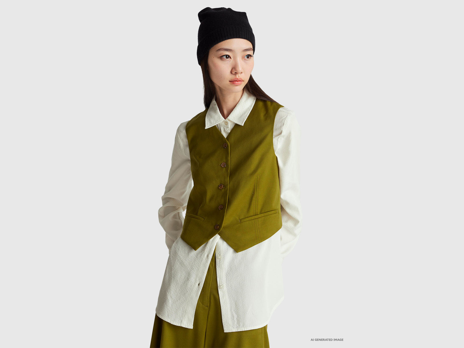 Vest in wool and viscose blend