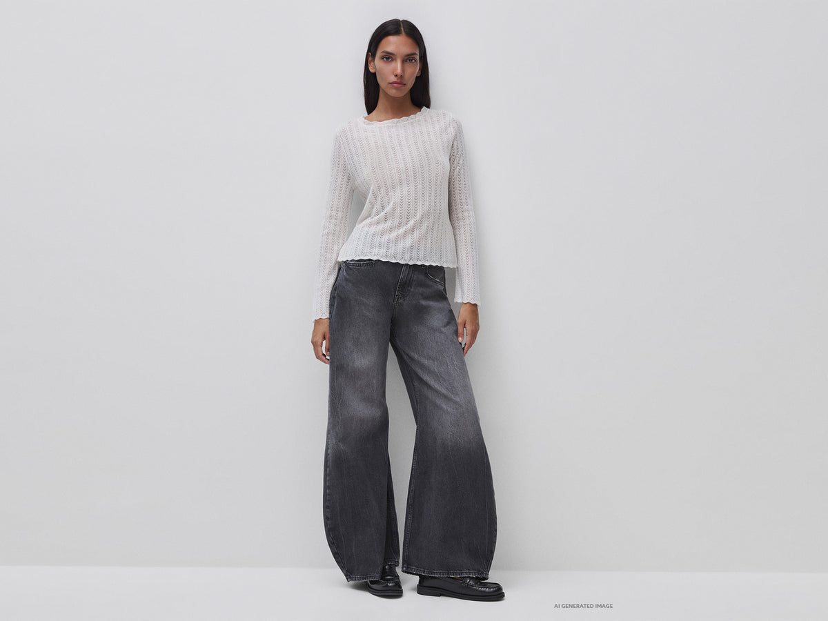 Ultralight wool blend openwork sweater