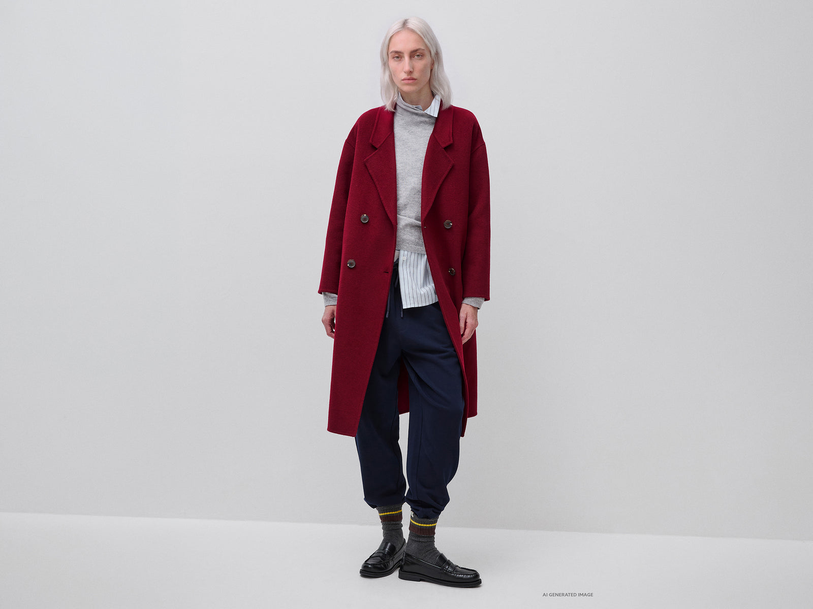 Long double-breasted coat