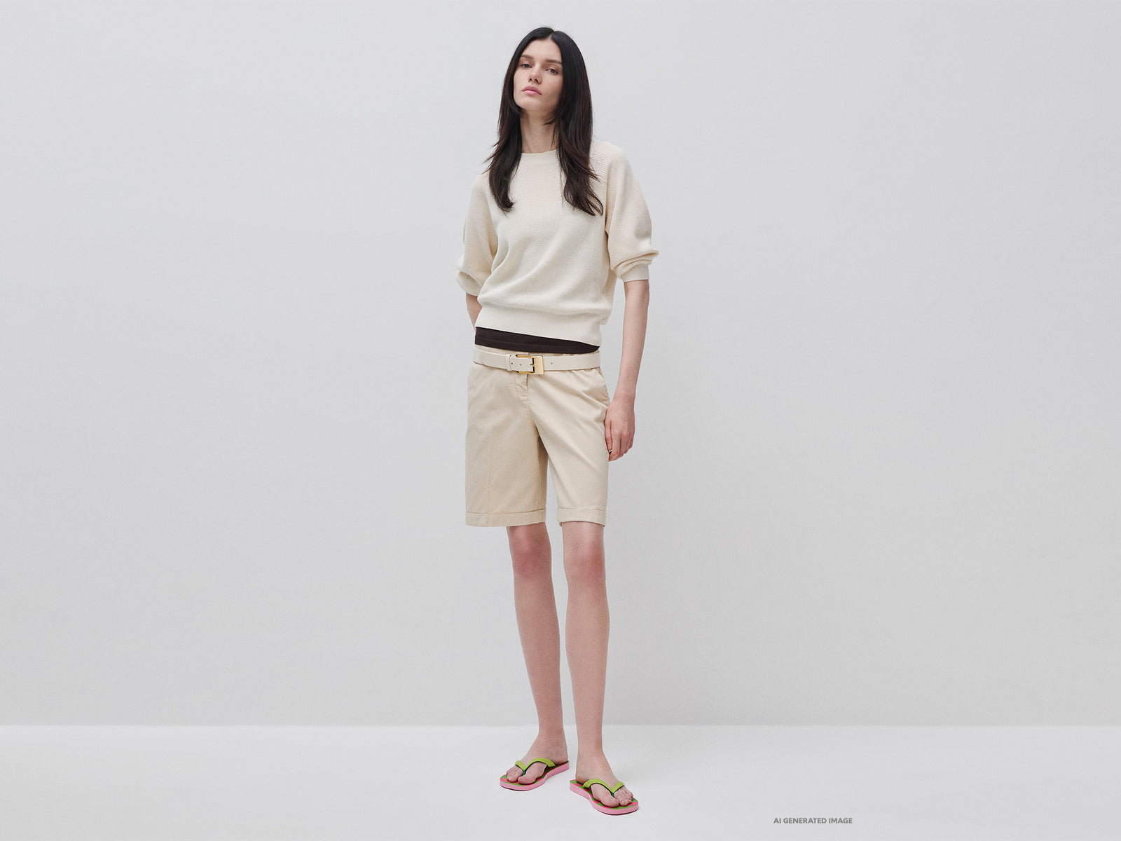 Bermudas with cuff in stretch cotton