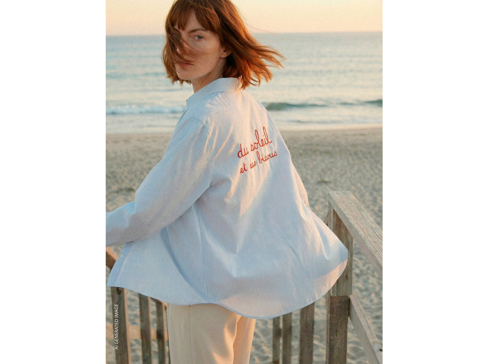 Striped shirt with embroidery on the back