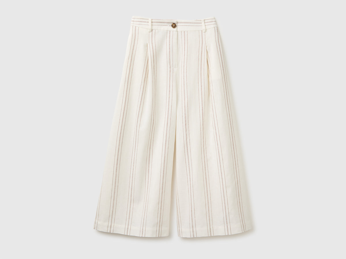 Wide-leg striped linen blend trousers - ucb_image_FS