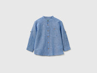 Camisa de gola coreana em mistura de linho - ucb_image_FS