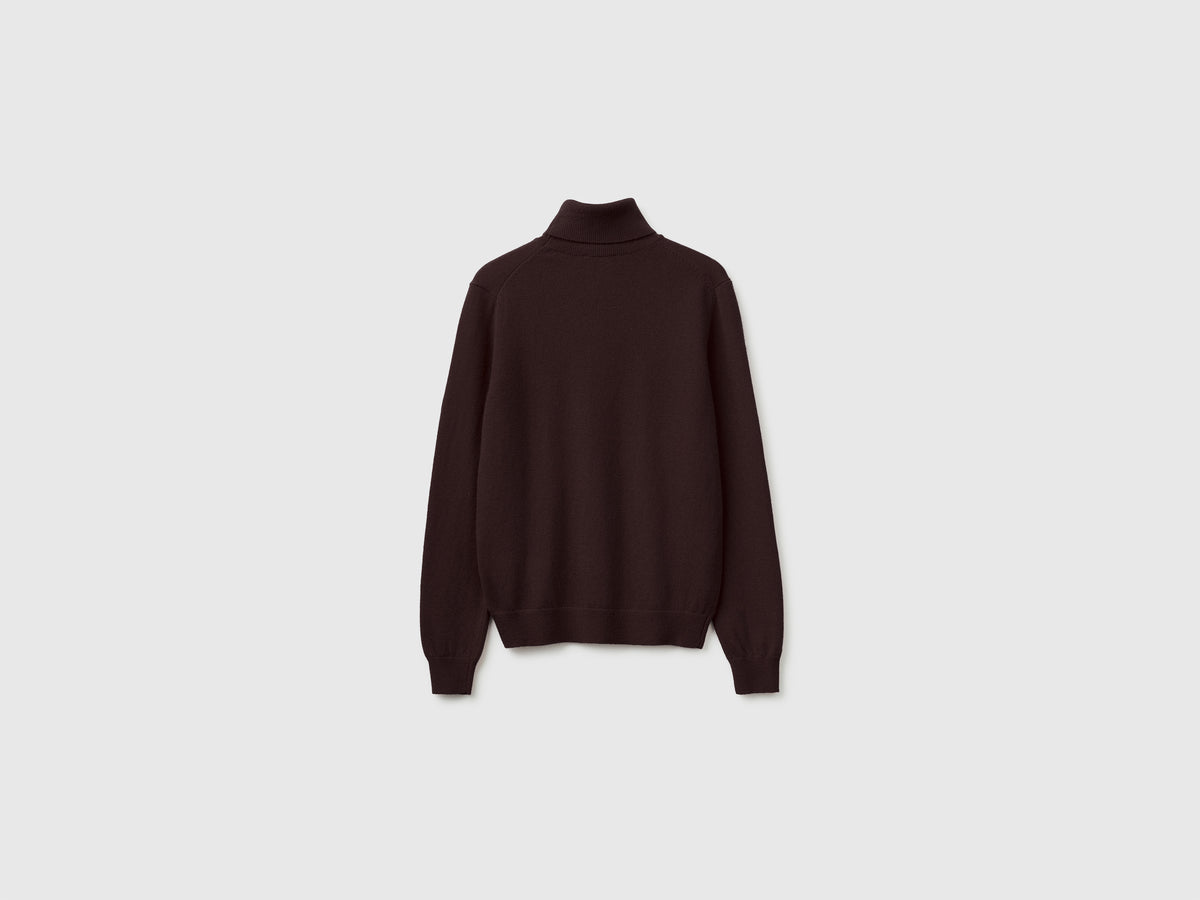 Camisola de gola alta chocolate em pura lã Merino - ucb_image_BS