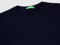 Camisola de manga curta azul-escuro em pura lã Merino - ucb_image_DS1