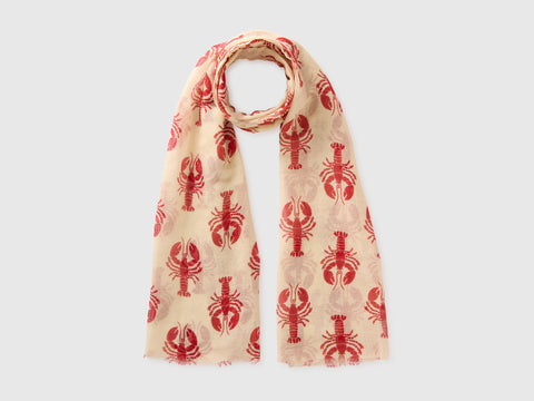 Lobster print scarf in linen blend - ucb_image_FS