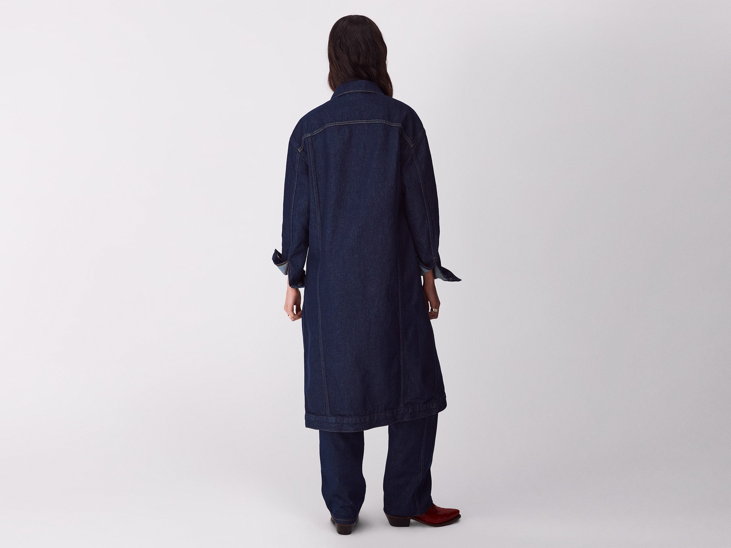 Trench comprido em denim rinse - ucb_image_B