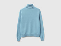 Camisola de gola alta azul-celeste em pura lã Merino - ucb_image_BS