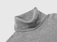 Camisola de gola alta cinza mélange em mistura de lã e caxemira. - ucb_image_DS1