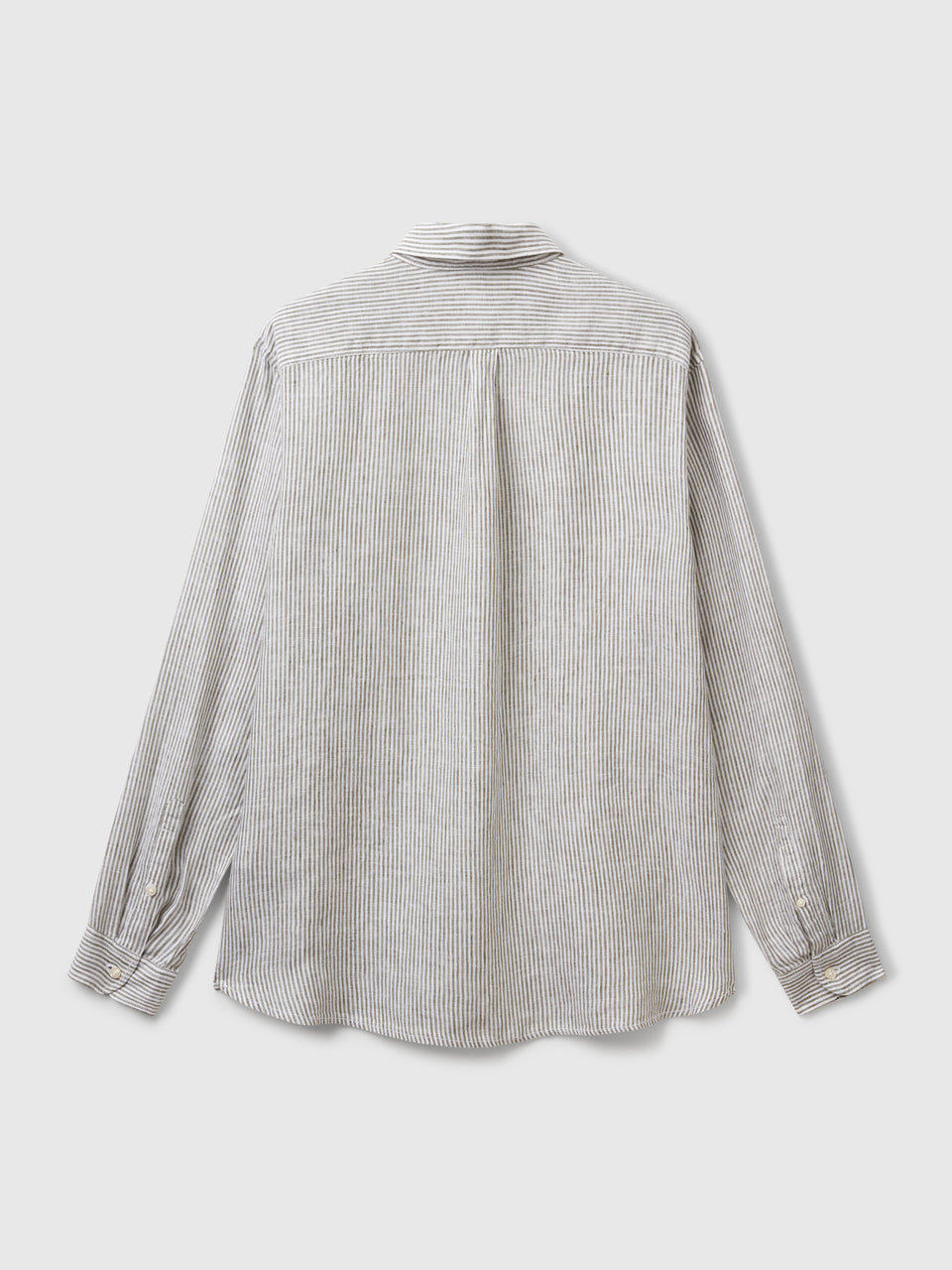 Camisa às riscas verde e branco em linho puro - ucb_image_BS