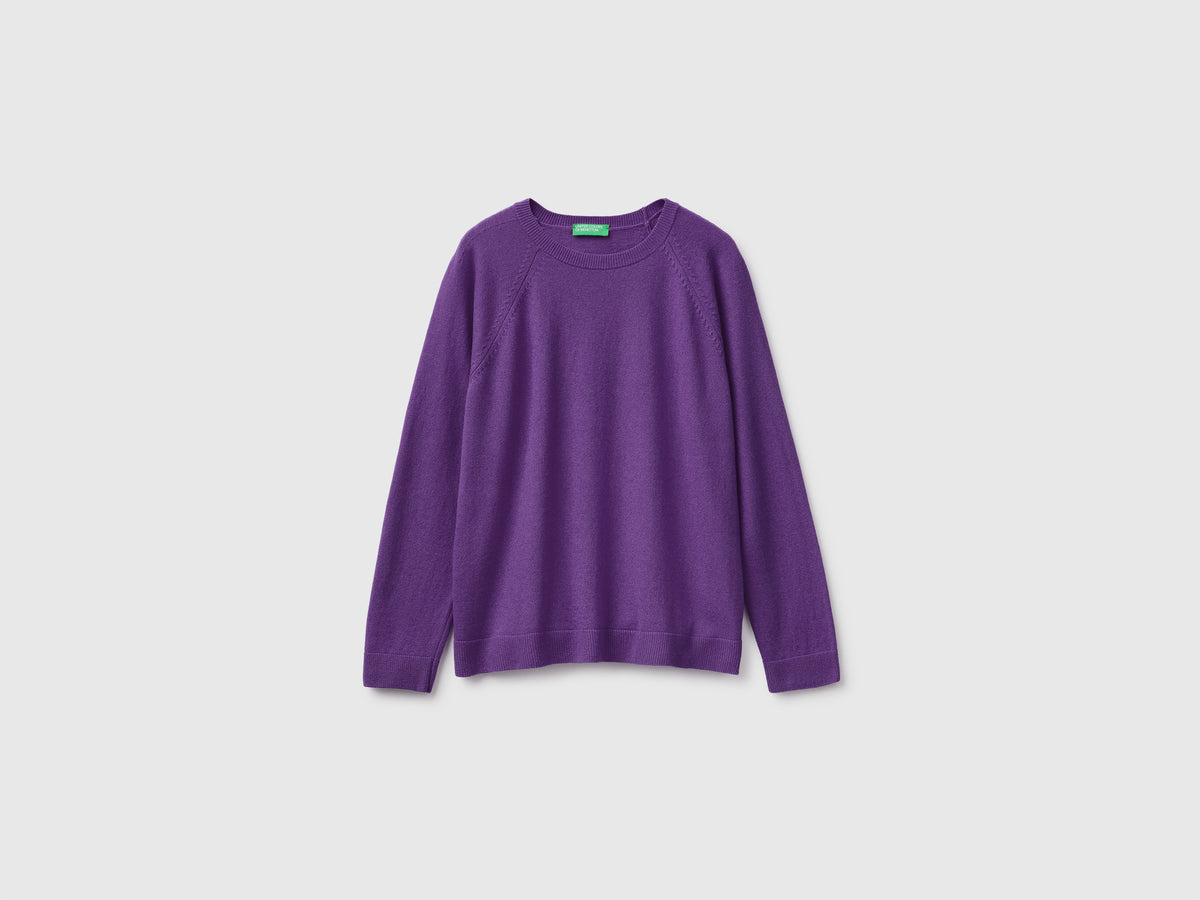 Camisola de gola redonda violeta em mistura de lã e caxemira - ucb_image_FS