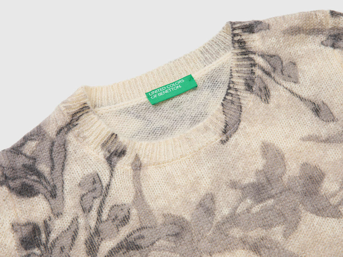 Camisola às flores em mistura de mohair e lã - ucb_image_DS1