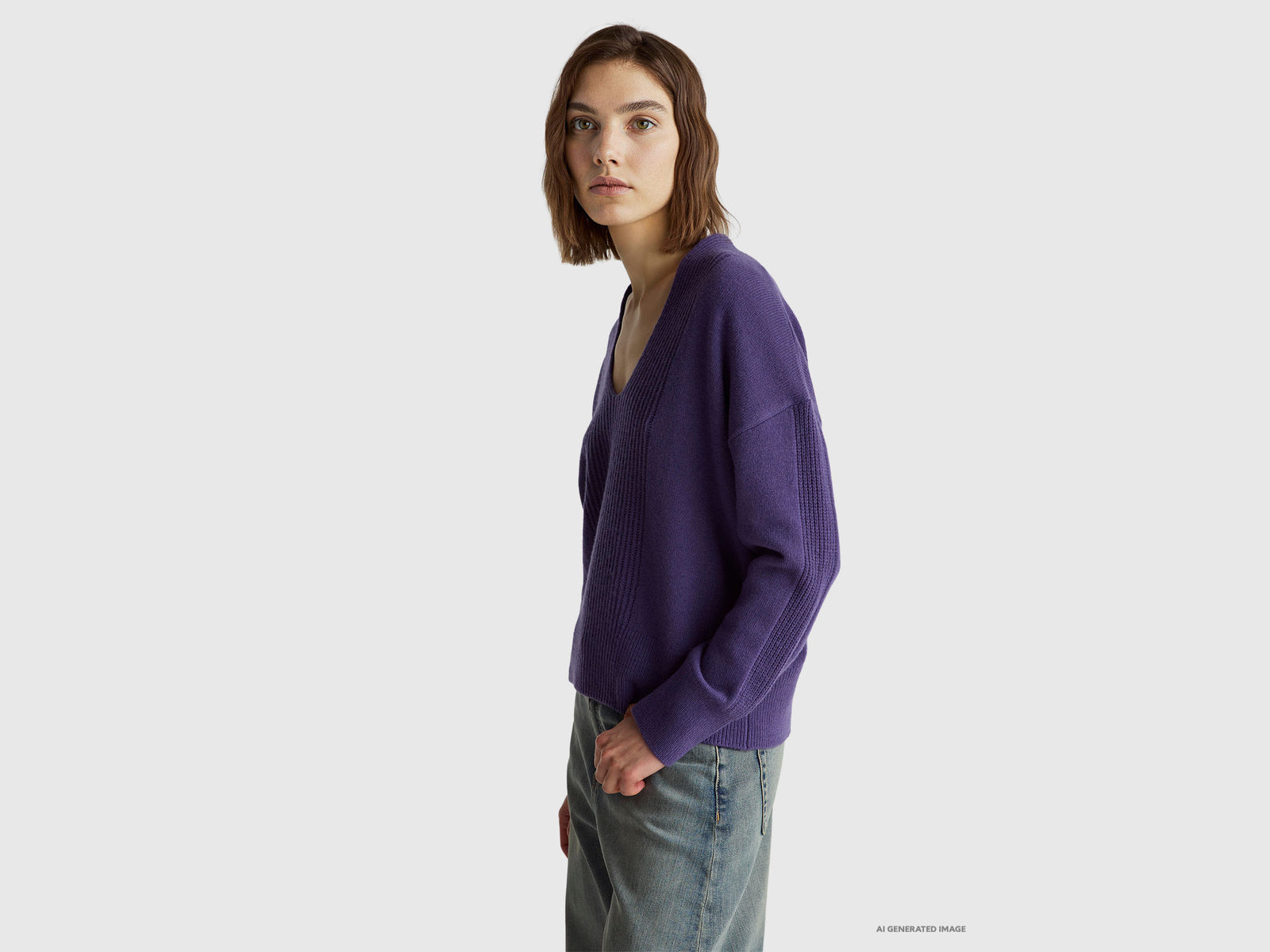 Camisola decote em V 100% lã - ucb_image_F
