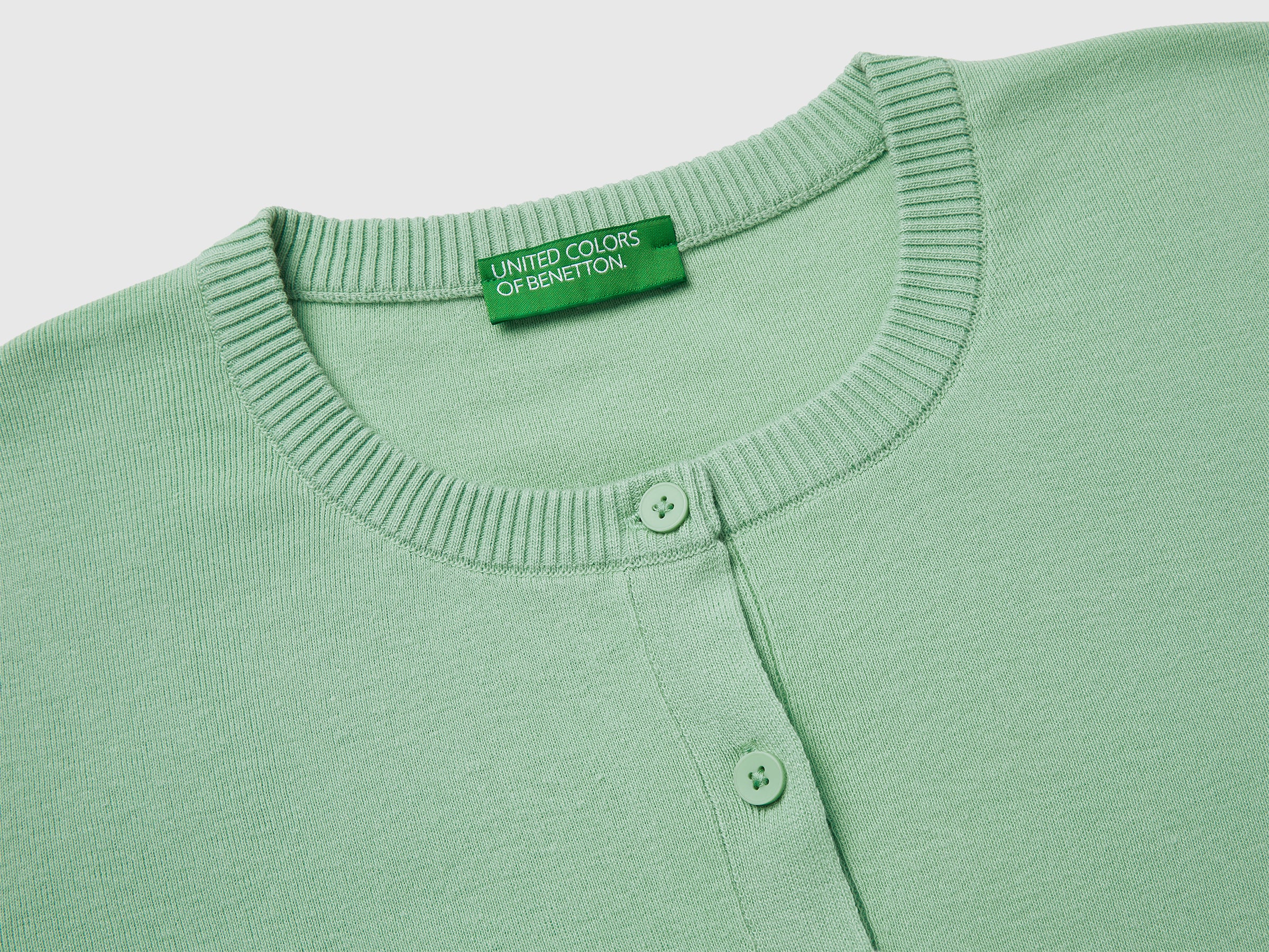 Sage green cardigan in cotton tricot - ucb_image_DS1