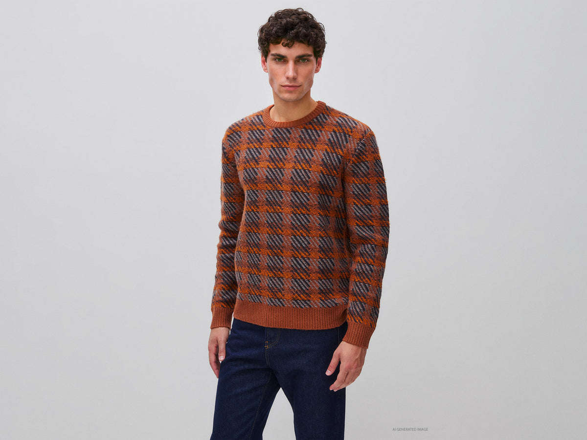 Camisola tartan em mistura de algodão e lã - ucb_image_F