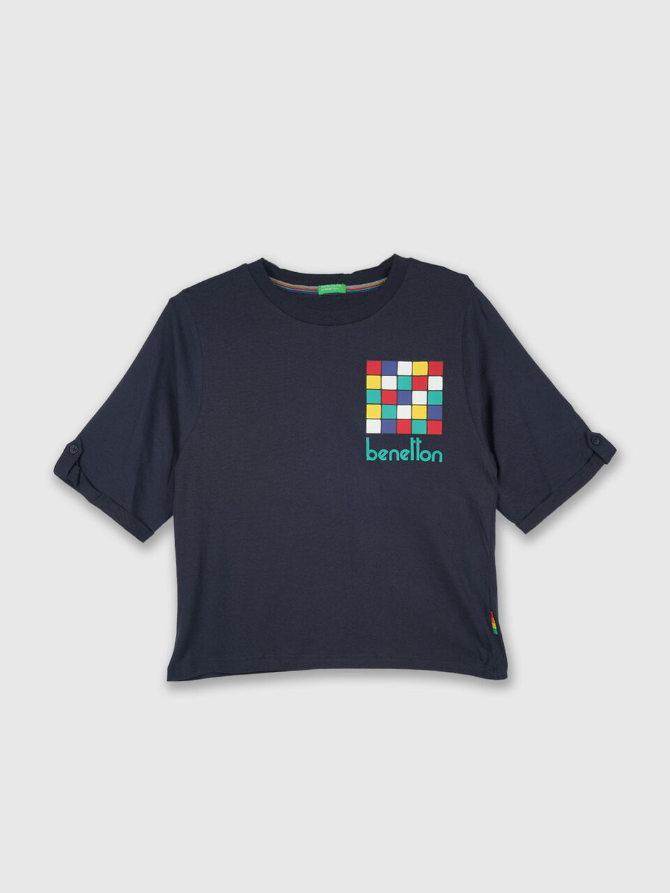 Short Sleevetee With Square Color Blk Print image number 1