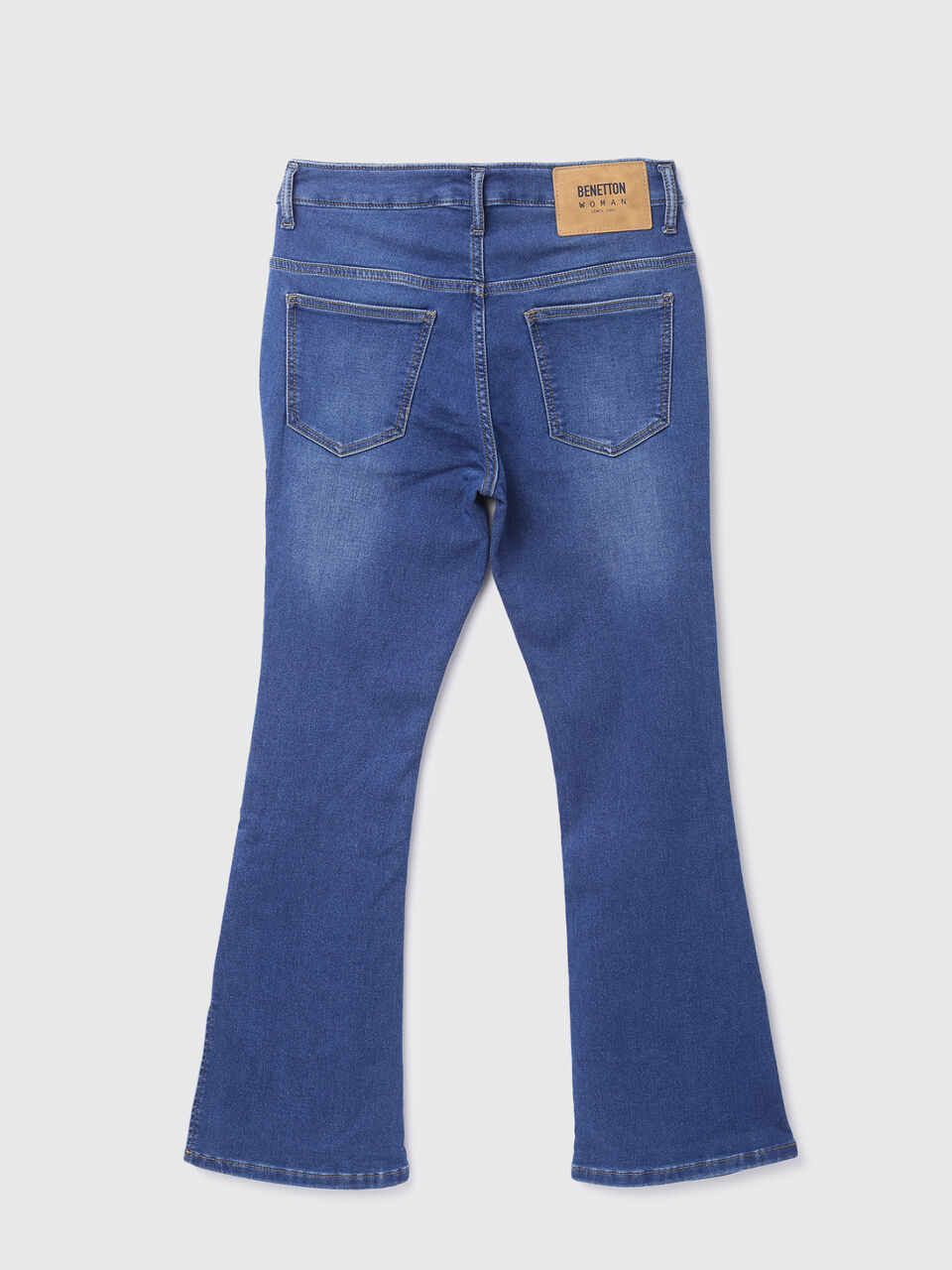 BOOT CUT DENIM WITH SIDE SLIT-BLUE image number 2