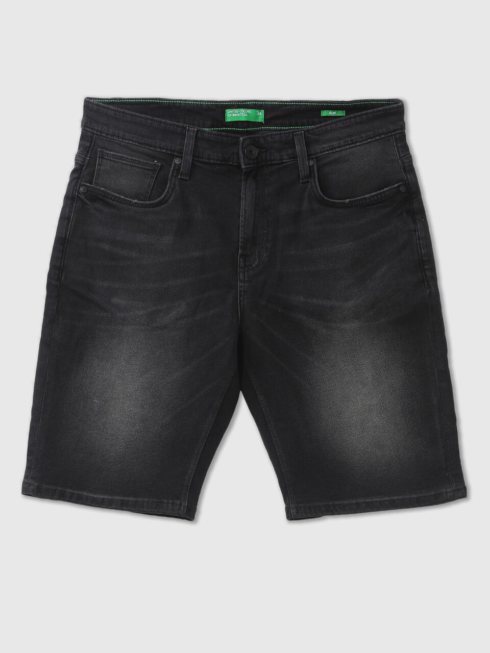 SLIM FIT BLACK FADED SHORTS image number 1