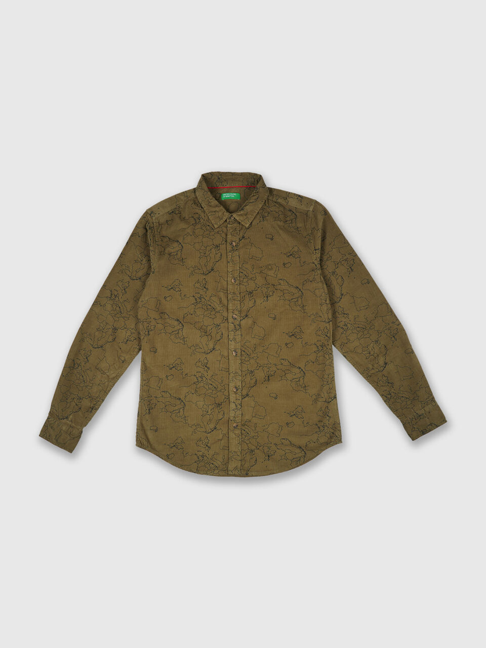 Fill Sleeve Courdroy Print Shirt image number 1