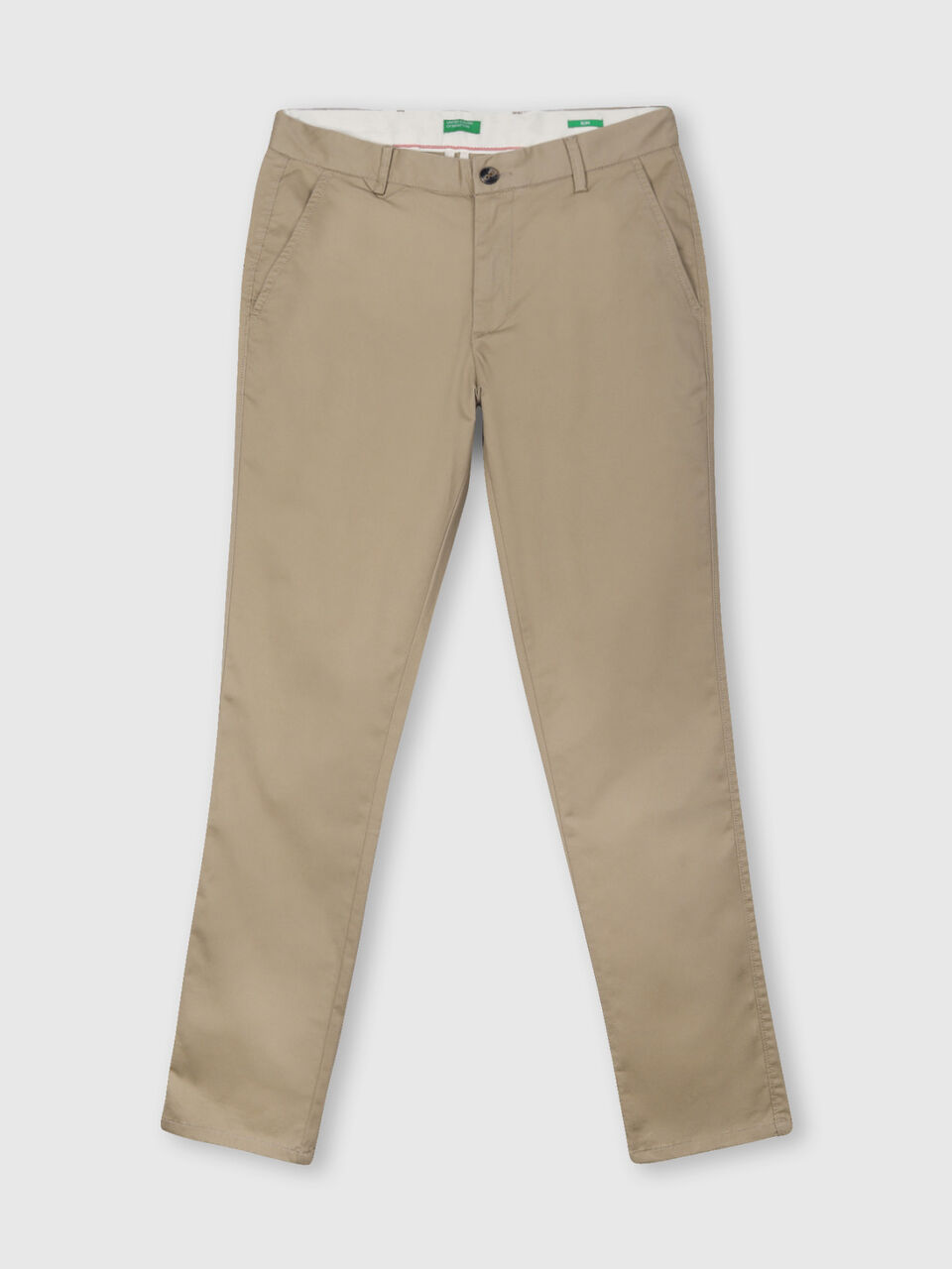 Slim fit satin trousers with stretch image number 1