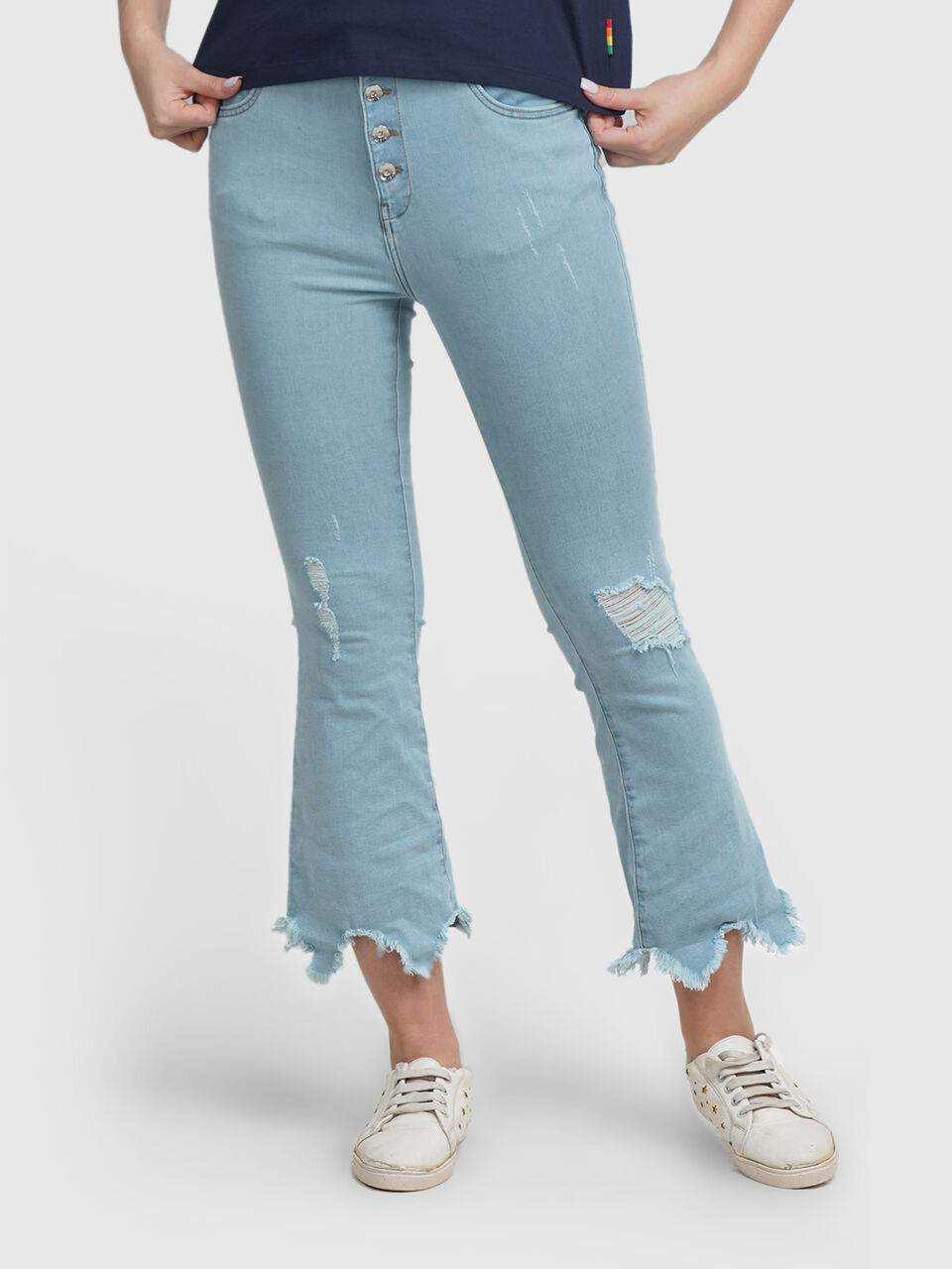 Bootcut With Damaging  And Fraying image number null