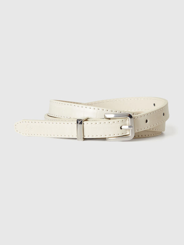 Ceinture fine à imprimé crocodile Femme