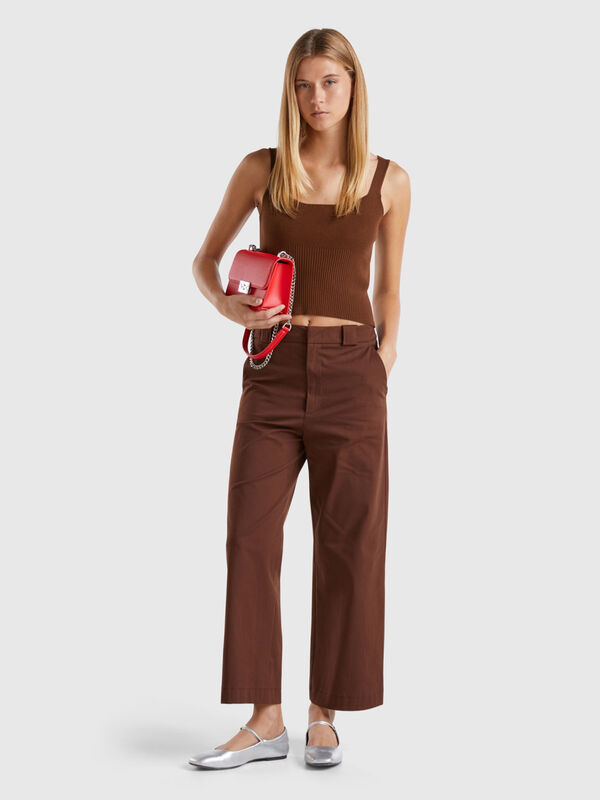 Cropped straight leg trousers Women