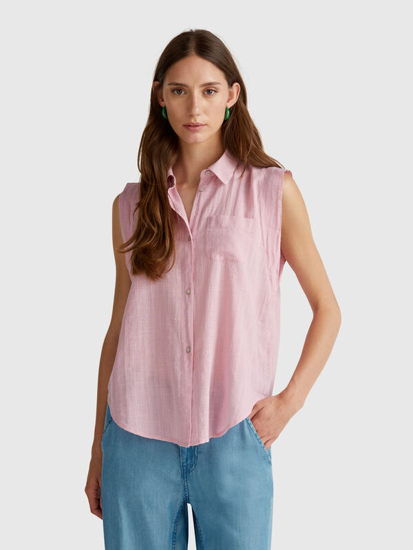 Chemise sans manches avec noeud Femme