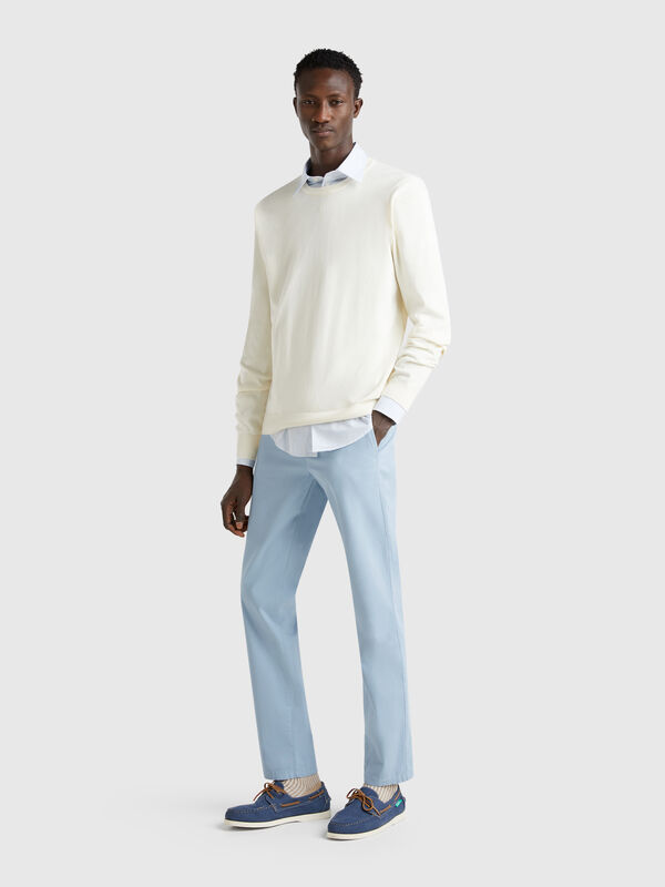 Blue gray slim fit chinos Men