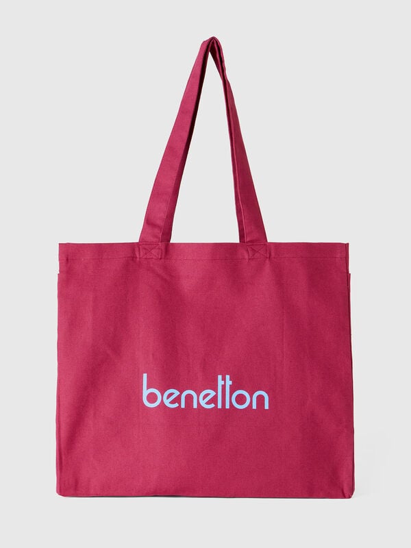 Burgundy tote bag in pure cotton