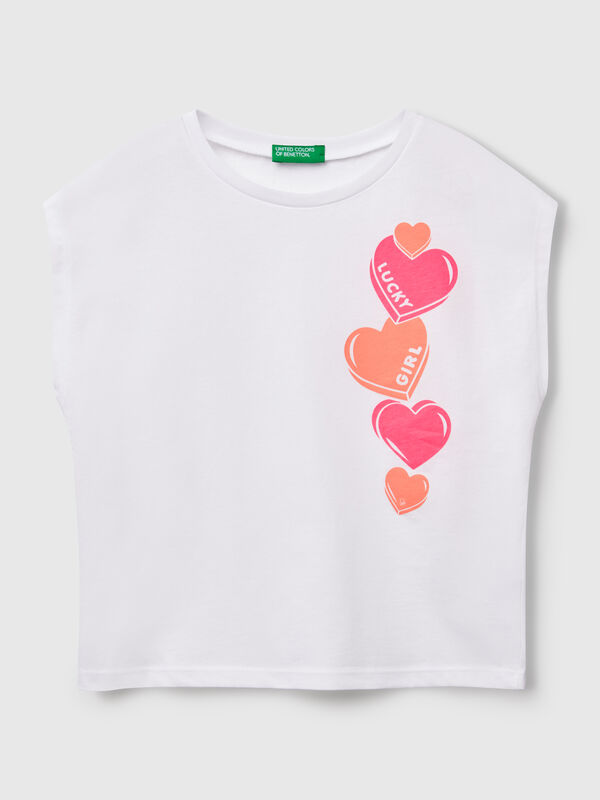 T-Shirt mit fluoreszierendem Aufdruck Mädchen
