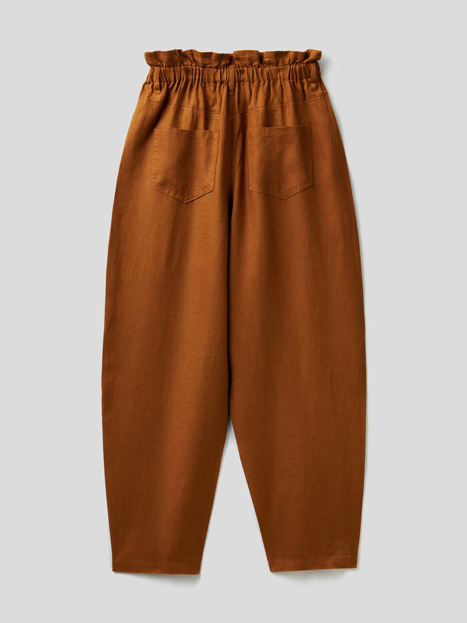 Pantalon en pur lin avec taille froncée image number 2