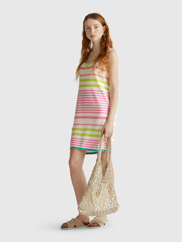 Robe en maille rayée Femme